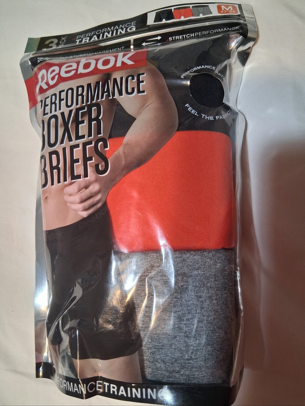 Reebok Performance Training Boxer Briefs 3-Pack Medium Athletic Sporty Active